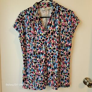 Kasper Colorful Geometric Blouse
